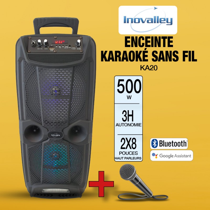 Sans Marque Speaker Bluetooth - Micro Karaoké -Effet LED black à