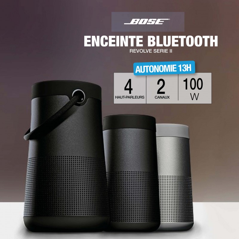 Enceinte Bluetooth portable Bose SoundLink Revolve+ Séries II - noir ou  argent –