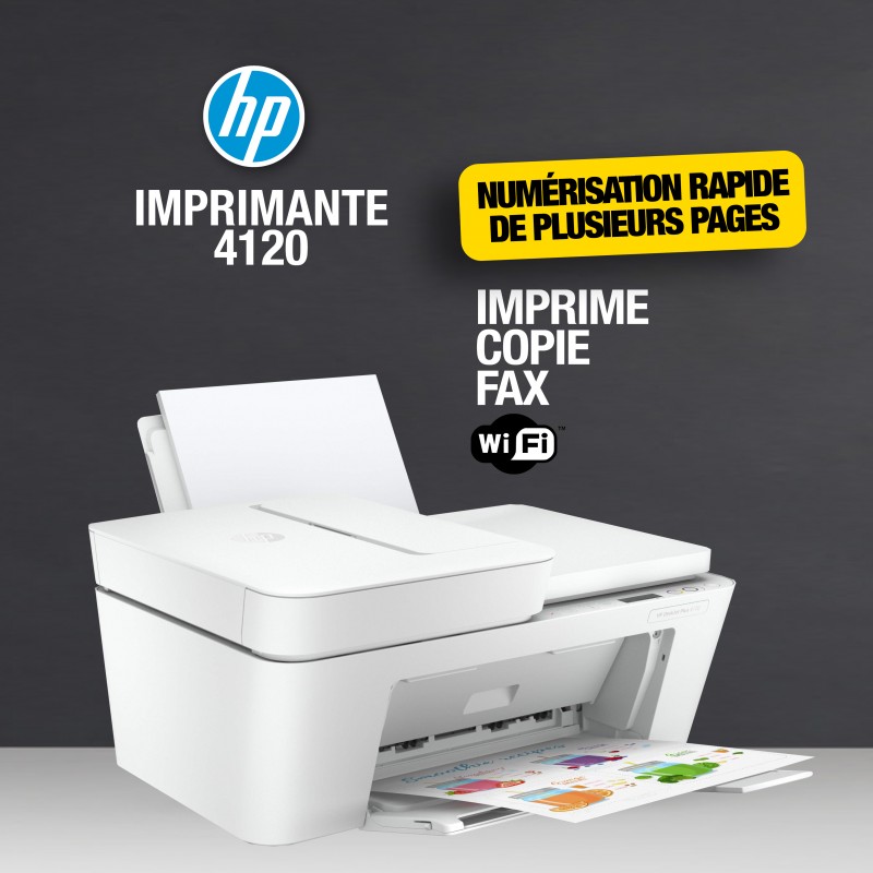 HP DeskJet 4120 Imprimante Multifonction jet d'encre couleur 3-en-1 (USB  2.0 / Wi-Fi – Dabakh Informatique